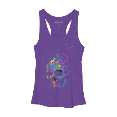 Women's Design By Humans Defragged Colorful Skull By DBHOriginals Racerback Tank Top 3 Women's Design By Humans Defragged Colorful Skull By DBHOriginals Racerback Tank Top - Image 3