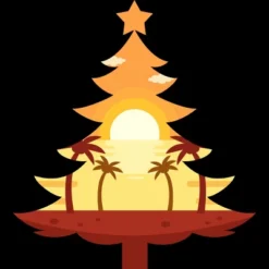 Women's Design By Humans Christmas In July Tree Sunset By Destiny29 Racerback Tank Top