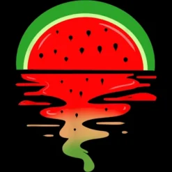 Junior's Design By Humans Watermelon Vaporwave Sunset By MinShop T-Shirt