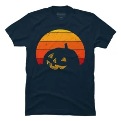 Men's Design By Humans Vintage Retro Sunset Halloween Pumpkin I By Lemonpepper T-Shirt -Design By Humans GUEST 50f97bee 273f 4191 9614 6456a599679a