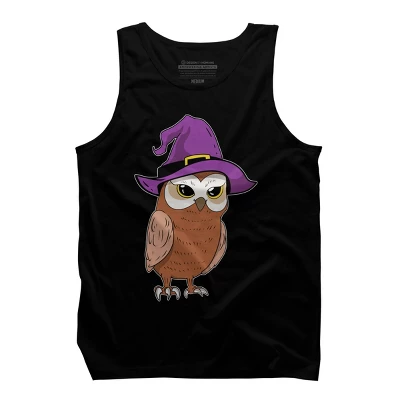 Men's Design By Humans Owl Witch Halloween T Shirt By Thebeardstudio Tank Top 4 Men's Design By Humans Owl Witch Halloween T Shirt By Thebeardstudio Tank Top - Image 4