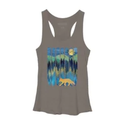 Women's Design By Humans Fox Forest Night By Maryedenoa Racerback Tank Top -Design By Humans GUEST 51cf473d 04f2 48e3 b167 31967b5b25c2