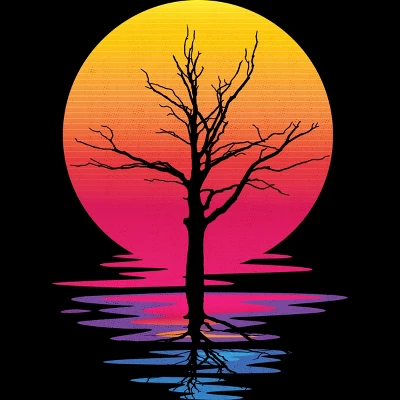 Men's Design By Humans Lone Tree Retro Spring Sunset By Kirikpantai Tank Top 1 Men's Design By Humans Lone Tree Retro Spring Sunset By Kirikpantai Tank Top