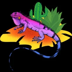 Men's Design By Humans Colorful Desert Iguana And Cactus By Bambino Tank Top