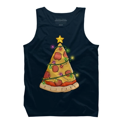 Men's Design By Humans Pizza Christmas Tree By Leroystubbles Tank Top 5 Men's Design By Humans Pizza Christmas Tree By Leroystubbles Tank Top - Image 5
