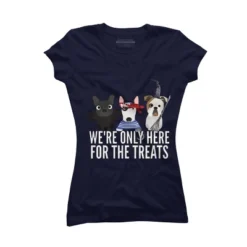 Junior's Design By Humans Dog Halloween - We're Only Here For The Treats By PedigreePrints T-Shirt -Design By Humans GUEST 55e3532b 749c 49df a592 3fda68e3e259
