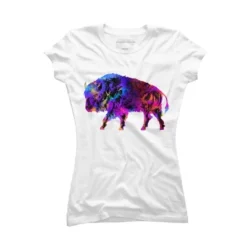 Junior's Design By Humans Rainbow Buffalo By ZeichenbloQ T-Shirt -Design By Humans GUEST 55fcf7d6 cb7f 4daa 8c1b 4909aabf1101