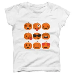 Girl's Design By Humans Halloween Pumpkins Emoji By Honeytree T-Shirt -Design By Humans GUEST 560d8864 7252 4ec4 9e6b b95c79bb4667