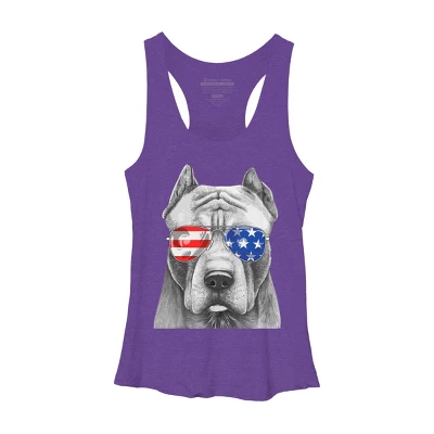 Women's Design By Humans American Pitbull With Sunglasses By Racerback Tank Top 4 Women's Design By Humans American Pitbull With Sunglasses By Racerback Tank Top - Image 4