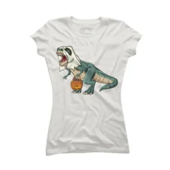 Junior's Design By Humans Trex Ghost Costume Design Funny Halloween Dinosaur By Threadlets T-Shirt -Design By Humans GUEST 56e69f9f da40 4607 9b7d d75321539d69