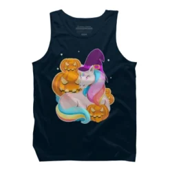 Men's Design By Humans Cute Unicorn With Jack O Lantern Halloween T Shirt By Thebeardstudio Tank Top -Design By Humans GUEST 57ff0e41 2775 4858 a100 051d70d27c98
