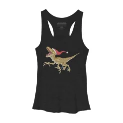 Women's Design By Humans Christmas Velociraptor By Ayota Racerback Tank Top -Design By Humans GUEST 581bb8ef 60c7 4488 8d78 c2a1562772aa