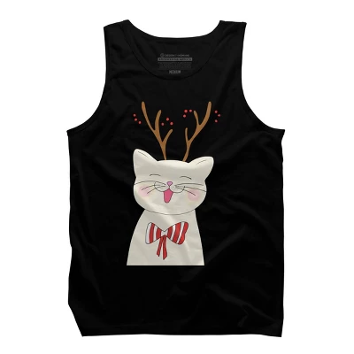 Men's Design By Humans Christmas Cat By Rasheb Tank Top 4 Men's Design By Humans Christmas Cat By Rasheb Tank Top - Image 4