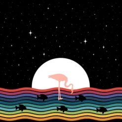 Women's Design By Humans Colorful Flamingo Starry Night By Maryedenoa Racerback Tank Top