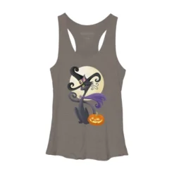 Women's Design By Humans Bewitching Black Halloween Kitty Cat By LittleBunnySunshine Racerback Tank Top -Design By Humans GUEST 5b030086 fa32 4bfa 809d 0731b9a38c4e