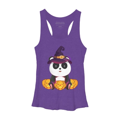 Women's Design By Humans Cute Panda Mock Up Witch With Jack O Lantern Halloween T-Shirt By Thebeardstudio Racerback Tank Top 7 Women's Design By Humans Cute Panda Mock Up Witch With Jack O Lantern Halloween T-Shirt By Thebeardstudio Racerback Tank Top - Image 7