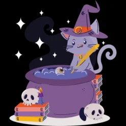 Men's Design By Humans Halloween Kitty Cauldron By Machmigo Tank Top