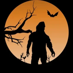 Girl's Design By Humans Yeti Halloween Harvest Moon By LivedInTees T-Shirt