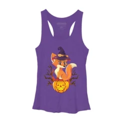 Women's Design By Humans Cute Witch Fox With Jack O Lantern Halloween Shirt By Thebeardstudio Racerback Tank Top -Design By Humans GUEST 5f6610a1 164b 4e43 b4b8 fc6ed7a94972