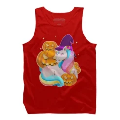 Men's Design By Humans Cute Unicorn With Jack O Lantern Halloween T Shirt By Thebeardstudio Tank Top -Design By Humans GUEST 5fc2f100 005b 4d16 9608 6ba273b4506e