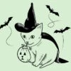 Girl's Design By Humans Halloween Cat, Cute Kitten, Happy Halloween By SPOODEMOON T-Shirt