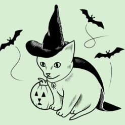 Girl's Design By Humans Halloween Cat, Cute Kitten, Happy Halloween By SPOODEMOON T-Shirt