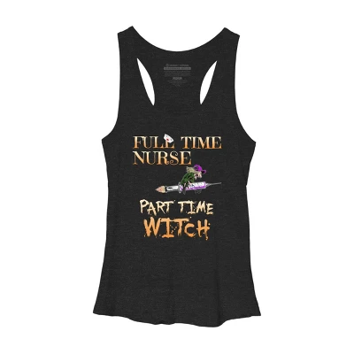 Women's Design By Humans Halloween Costume Full Time Nurse Part-Time Witch By TeeShirtMadness Racerback Tank Top 7 Women's Design By Humans Halloween Costume Full Time Nurse Part-Time Witch By TeeShirtMadness Racerback Tank Top - Image 7