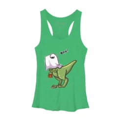 Women's Design By Humans Halloween Ghost Dinosaur By Whynot007 Racerback Tank Top -Design By Humans GUEST 638f61cd 4393 49ea b74f 5feaf0cb39e9