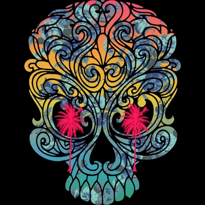 Women's Design By Humans Summer By The Skull By Goldquills Racerback Tank Top 1 Women's Design By Humans Summer By The Skull By Goldquills Racerback Tank Top