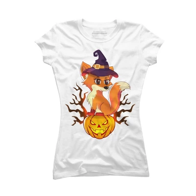 Junior's Design By Humans Cute Witch Fox With Jack O Lantern Halloween Shirt By Thebeardstudio T-Shirt 4 Junior's Design By Humans Cute Witch Fox With Jack O Lantern Halloween Shirt By Thebeardstudio T-Shirt - Image 4