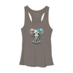 Women's Design By Humans Blue Day Of The Dead Sugar Skull Baby Elephant By Jeffbartels Racerback Tank Top -Design By Humans GUEST 652d4717 f87a 45b9 8ce4 f4292e9f2898