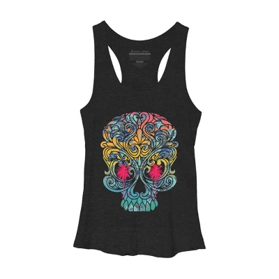 Women's Design By Humans Summer By The Skull By Goldquills Racerback Tank Top 2 Women's Design By Humans Summer By The Skull By Goldquills Racerback Tank Top - Image 2