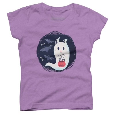 Girl's Design By Humans Halloween Ghost Cat By ArtStyleAlice T-Shirt 7 Girl's Design By Humans Halloween Ghost Cat By ArtStyleAlice T-Shirt - Image 7