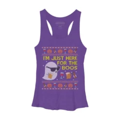 Women's Design By Humans Funny Here For The Boos Ugly Halloween Sweater By DragonTee Racerback Tank Top -Design By Humans GUEST 67600bcc 2256 4509 bb46 00582afc00d5