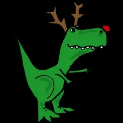 Junior's Design By Humans Cool Funny Christmas T-Rex Dinosaur With Antlers By SmileToday T-Shirt