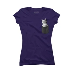 Junior's Design By Humans Pocket Kitten By Mitxeldotcom T-Shirt -Design By Humans GUEST 6a283dfa 426d 4883 bb9e 47aa8d21b056