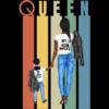 Junior's Design By Humans Mother's Day Black Mom Queen Retro Stripes By Duron4 T-Shirt