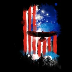 Men's Design By Humans July 4th American Eagle Sky By Kharmazero Tank Top