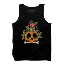 Men's Design By Humans Halloween With Rose Illustration By Rukurustudio Tank Top -Design By Humans GUEST 6c0a3a33 5a72 4826 97ee 9d1fafa8ae35