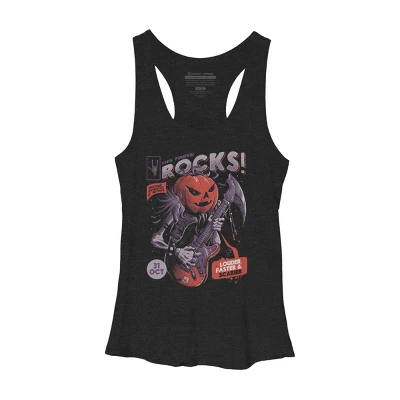 Women's Design By Humans Rock Pumpkin By EduEly Racerback Tank Top 3 Women's Design By Humans Rock Pumpkin By EduEly Racerback Tank Top - Image 3