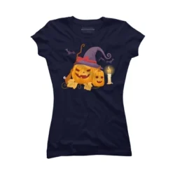 Junior's Design By Humans Halloween Witch Pumpkins With Bats By VectorVillain T-Shirt -Design By Humans GUEST 6e14cf0c 0930 4eb1 84c9 ddf4e644d15c