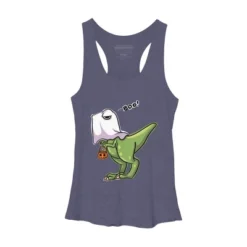 Women's Design By Humans Halloween Ghost Dinosaur By Whynot007 Racerback Tank Top -Design By Humans GUEST 6f14b49a dba9 4855 bdb5 cdd6945df142