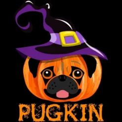 Junior's Design By Humans Pugkin Pumpin Halloween By Trantanphat95 T-Shirt