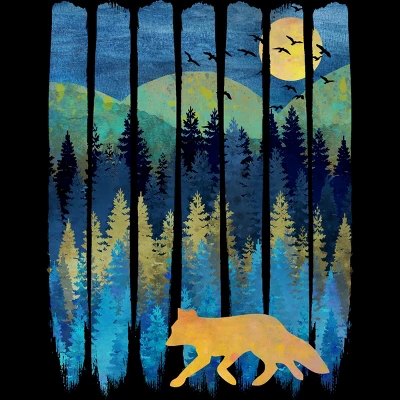 Men's Design By Humans Fox Forest Night By Maryedenoa Tank Top 1 Men's Design By Humans Fox Forest Night By Maryedenoa Tank Top