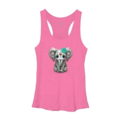 Women's Design By Humans Blue Day Of The Dead Sugar Skull Baby Elephant By Jeffbartels Racerback Tank Top -Design By Humans GUEST 726609b9 dab3 437e 80b7 66acb680c608