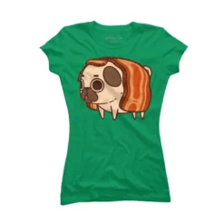 Junior's Design By Humans Puglie Bacon Strip By Puglie T-Shirt -Design By Humans GUEST 73706b3b 9f9a 4600 b025 7ce525e1a0a0