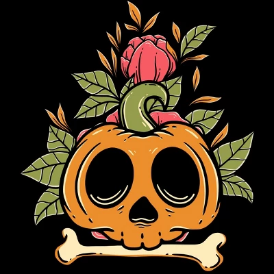 Girl's Design By Humans Halloween With Rose Illustration By Rukurustudio T-Shirt 1 Girl's Design By Humans Halloween With Rose Illustration By Rukurustudio T-Shirt