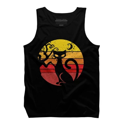 Men's Design By Humans Black Cat Halloween Costume Scary Vintage Cats By TaiHan Tank Top 4 Men's Design By Humans Black Cat Halloween Costume Scary Vintage Cats By TaiHan Tank Top - Image 4