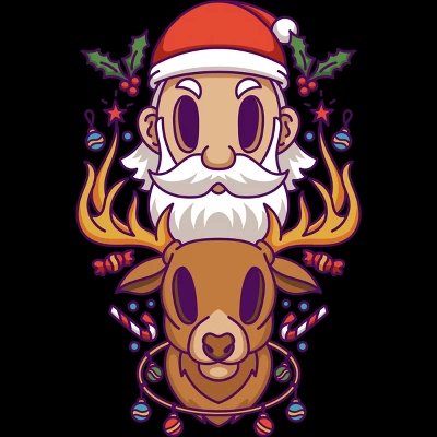 Men's Design By Humans Santa And The Reindeer By PentoolKnight Tank Top 1 Men's Design By Humans Santa And The Reindeer By PentoolKnight Tank Top