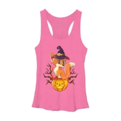 Women's Design By Humans Cute Witch Fox With Jack O Lantern Halloween Shirt By Thebeardstudio Racerback Tank Top -Design By Humans GUEST 7833af10 ebb6 432a a0d9 40b8e46e3db3